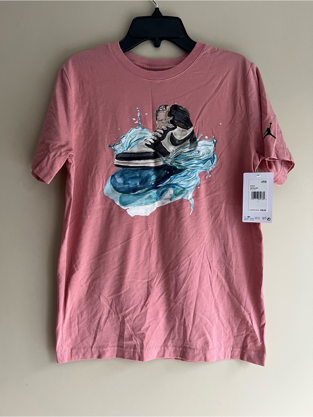 Jordan Boys Rust Pink Air Jordan 1 Splash Graphic T-Shirt Large NWT